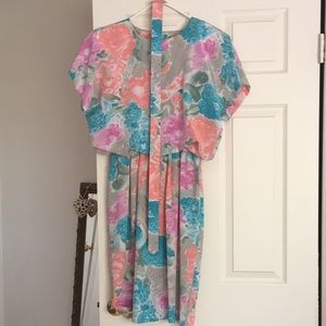 Vintage Luci Pellini Floral Dress w Shoulder Pads
